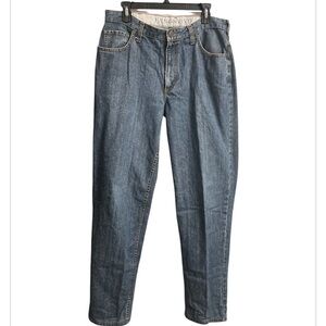 Land's End Relaxed Fit blue jeans 35 slightly tapered leg medium wash